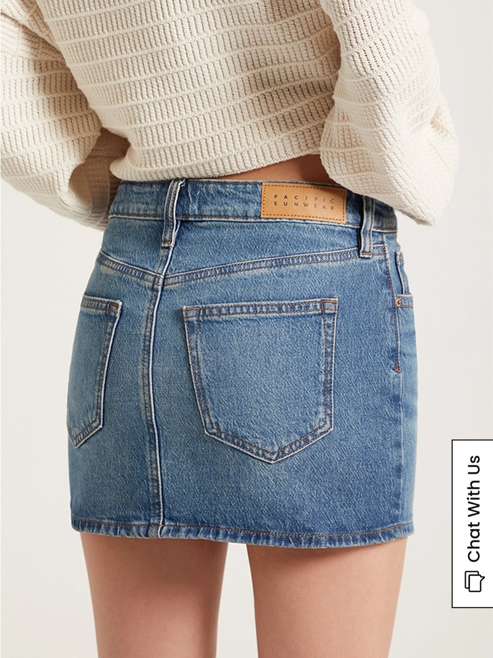 PACSUN Bella Stretch Dark Indigo Mid Rise Jean Skirt Size 23 - Picture 3 of 6